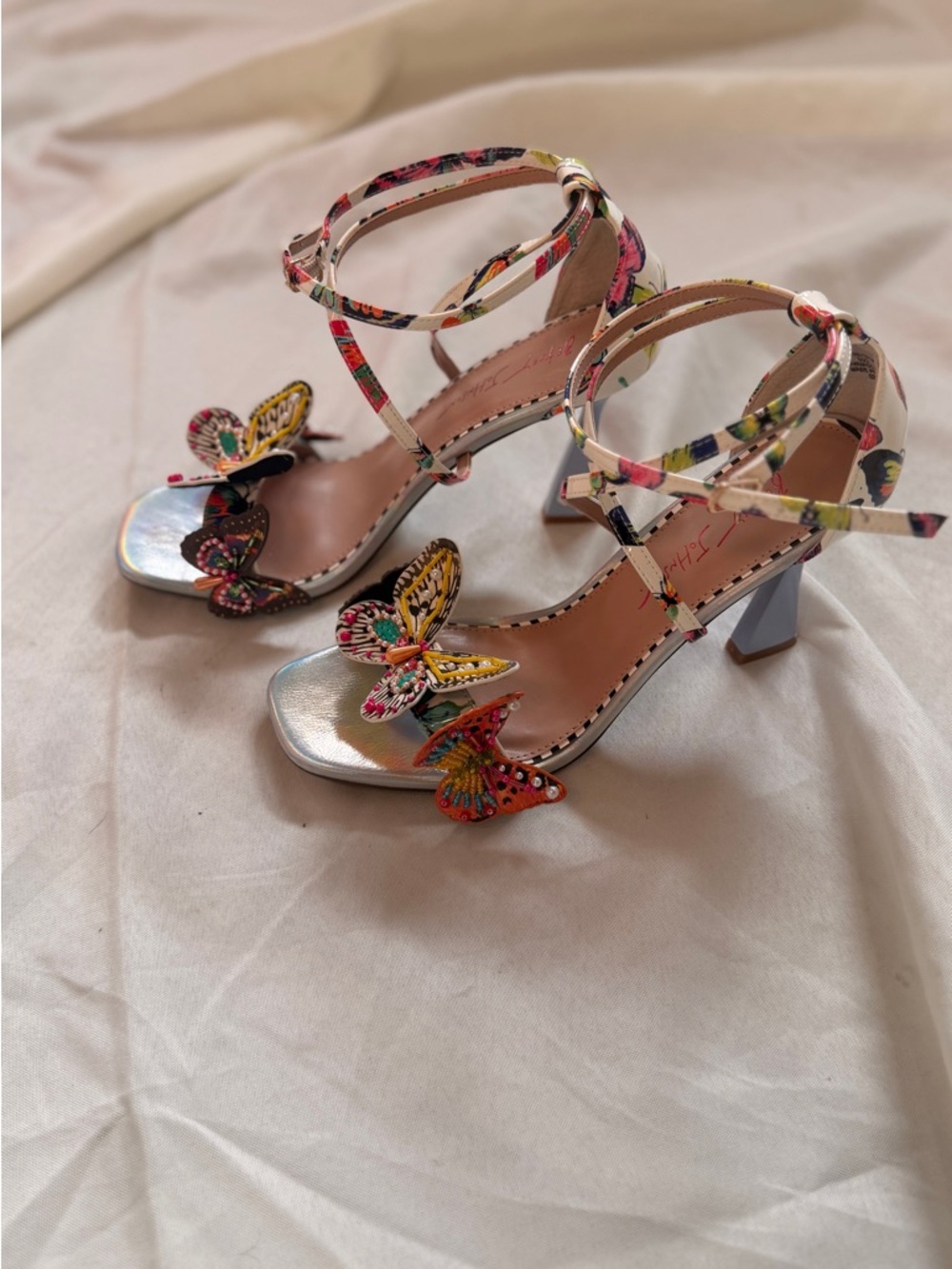Betsey Johnson Multicolor Butterfly Ankle-Strap Heels - Picture 2 of 6